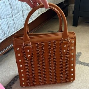 Brown Woven Accent Tote Bag - Women